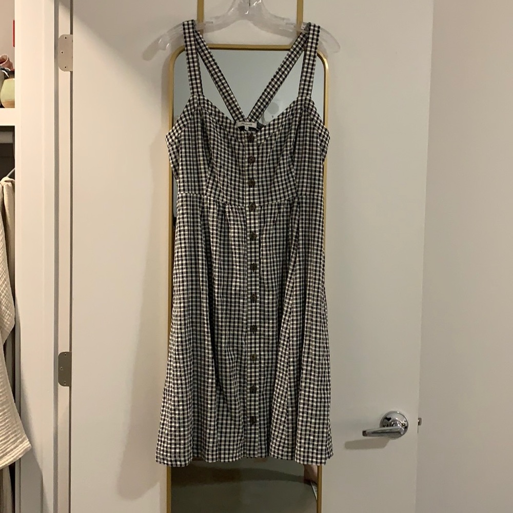 Madewell Black and White Gingham Midi Dress